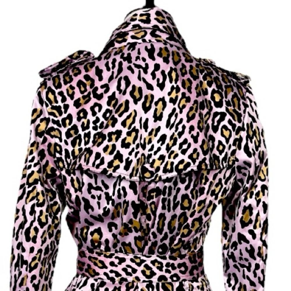 Joan Rivers Trench Coat Belted Classic Pink Leopard Multi Women’s Size Small - Picture 8 of 12